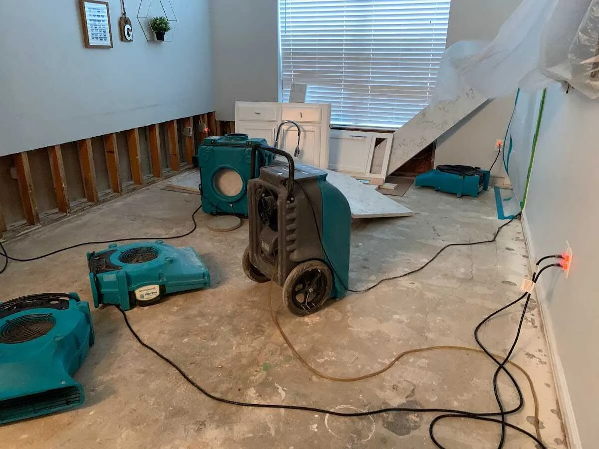Dehumidifier in flood-cut room for Water Extraction & Removal in Westford